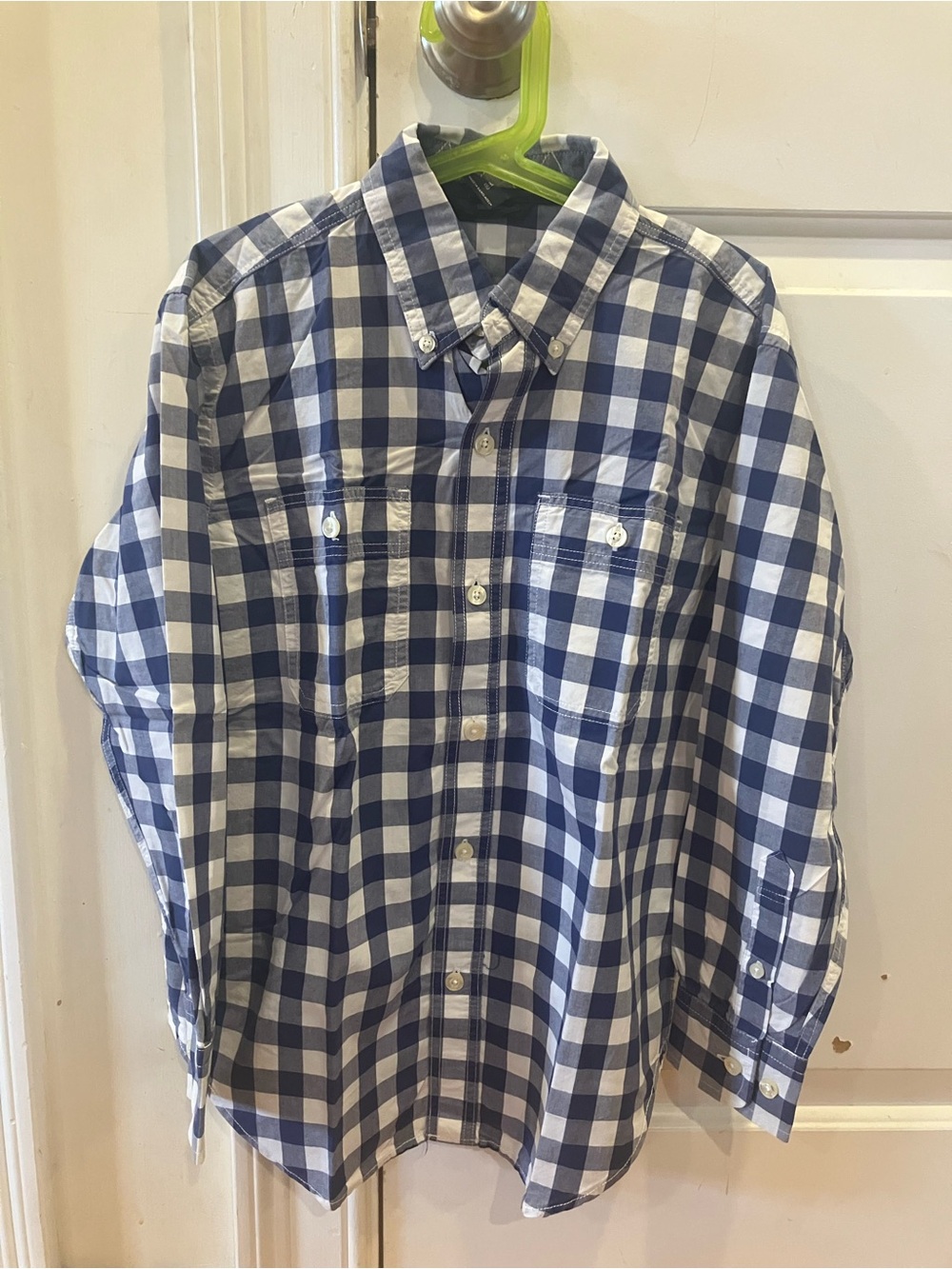 GAP Blue and White Large Check Button-Down Shirt